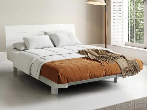 white floating bed space saver bed frame