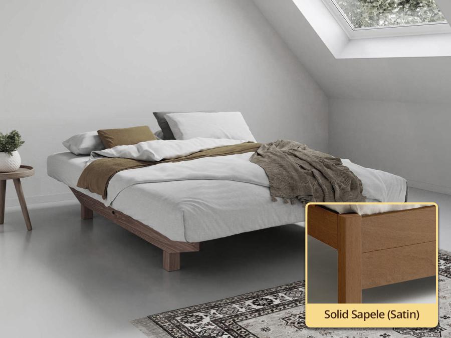 Floating Bed (No Headboard / Space Saver) solid sapele