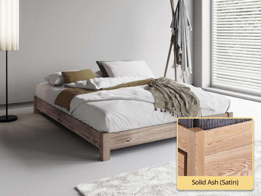 Low Platform Bed (No Headboard) solid ash