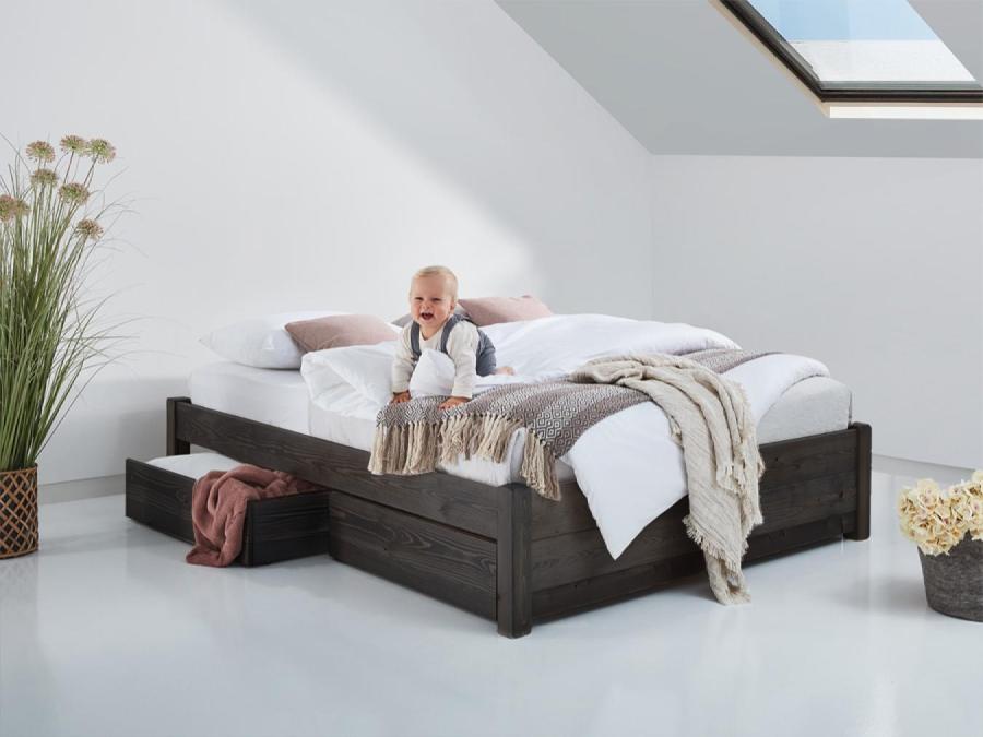 black platform storage bed solid wood no headboard by get laid beds