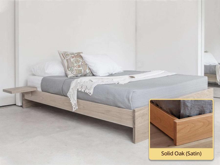 solid oak platform bed frame enkel design without headboard