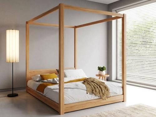 Low Four Poster Bed Beech