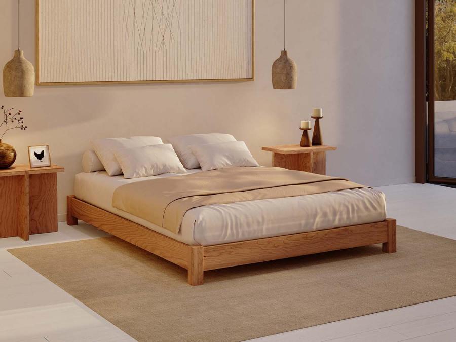 low platform bed in solid cherry