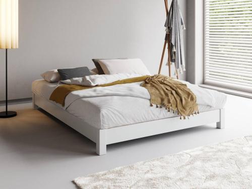 wooden white low platform space saver bed by get laid beds