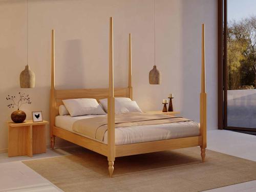 Beech Moroccan Four Poster Canopy Wooden Bed By Get Laid Beds