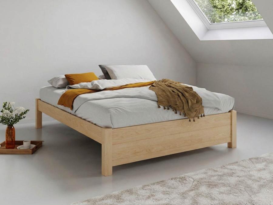 platform storage bed maple