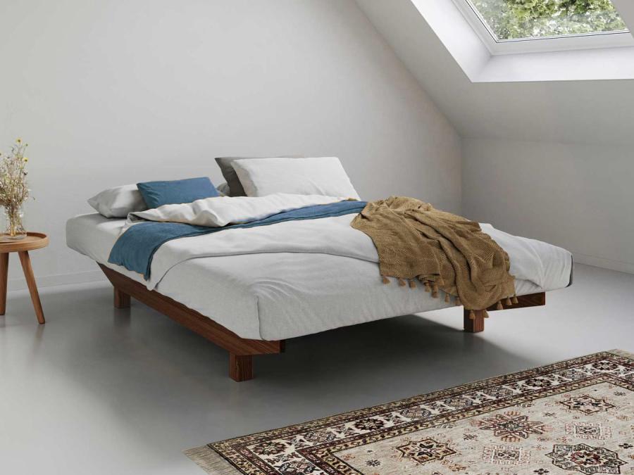 wooden platform space saver bed frame in coffee bean colour