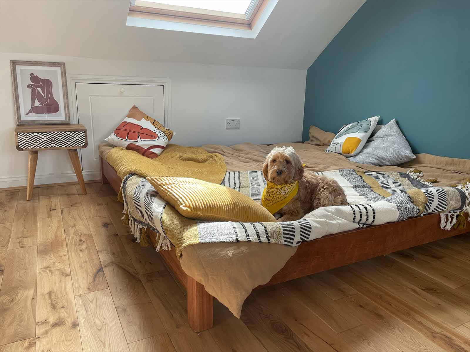 low bed in attic