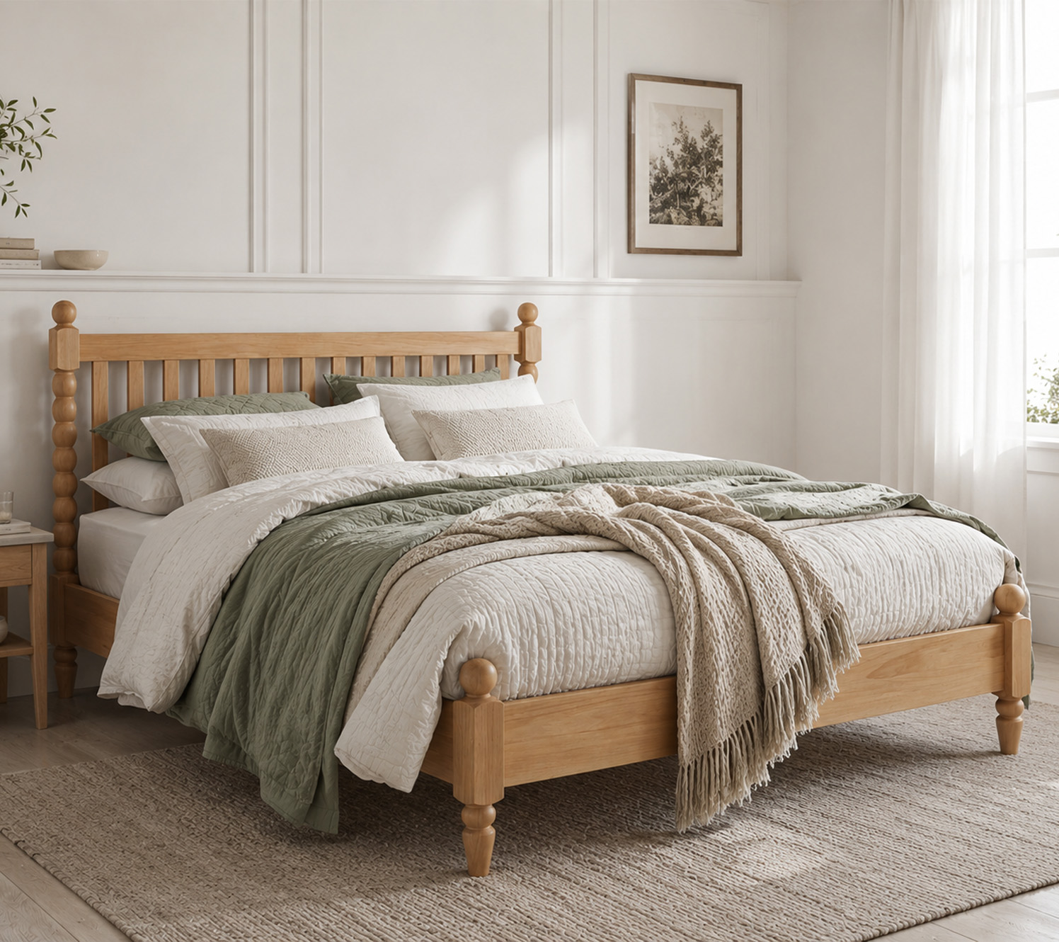 white bedroom style layered bedding